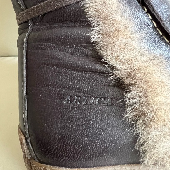 Artica Brown Leather Wedhe Heel Boots Size 37 - Picture 5 of 10